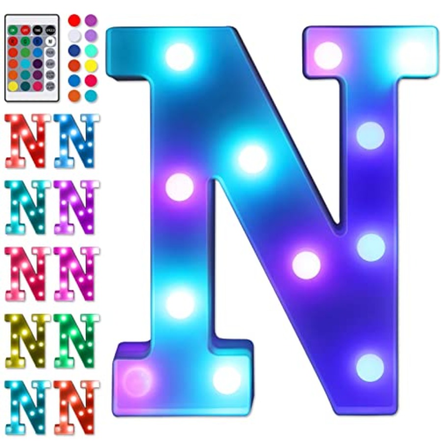 Light Up Letters Marquee - フルLEDレターライト、リモコン付き、マーキーライトアップレターサイン、ナイトライト、結婚式/誕生日パーティー用、電池式、クリスマス用