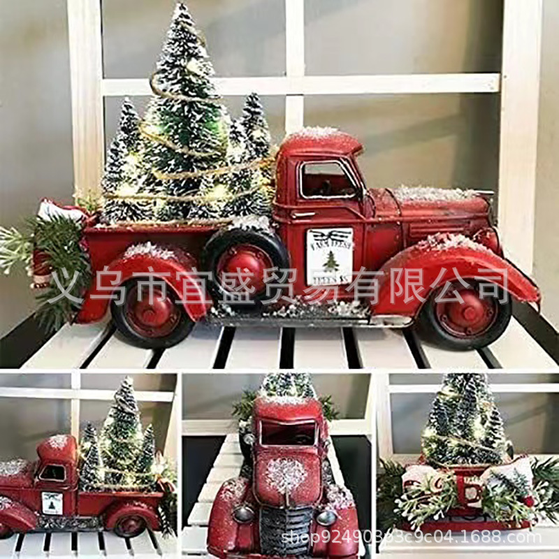 Decor Kart Lighting - クリスマスカートレースカー レッドクリスマスツリー LED点滅ライト 装飾樹脂製 ホームデコレーションギフト