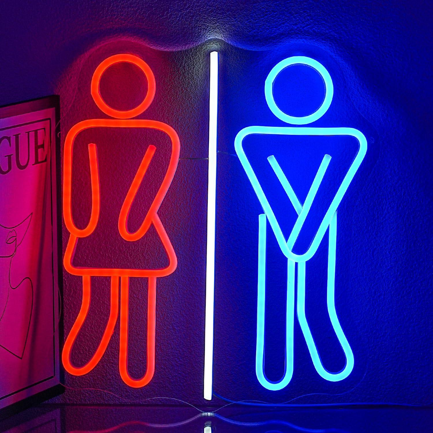 Wall Decor Lighting - トイレのネオンサイン、トイレ、USB調光可能なLEDライト、バスルーム、洗面所、寝室、バー、クラブ、オフィス、マーケット、モール、壁の装飾用