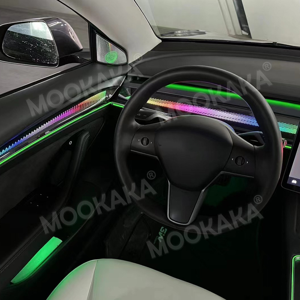 Decor Lighting India - テスラ モデル3 Y 車用アンビエントライト Android装飾ディスプレイLCD雰囲気ランプ改造 車内アクセサリー