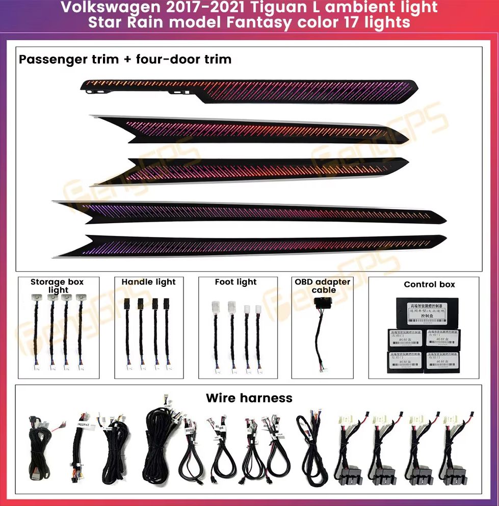 Decor Lighting India - 車の周囲光ダッシュボードディスプレイフォルクスワーゲンティグアン L 2017-2021 LED アクセサリー雰囲気マルチメディアインテリア装飾