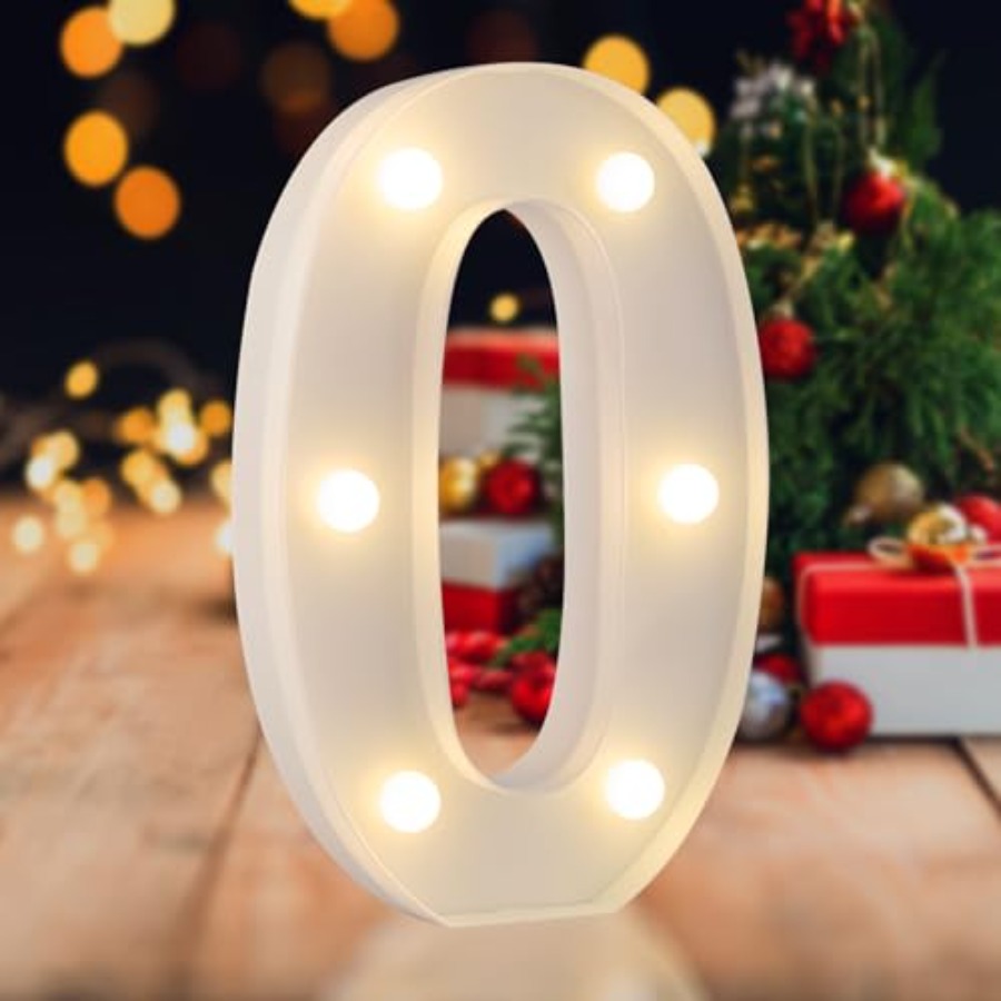 Light Up Letters Marquee - LEDマーキーナンバー、0-9のライトアップ文字、バッテリー駆動のLED文字ライト、誕生日パーティー、クリスマスの夜、自宅、バー、グリル用