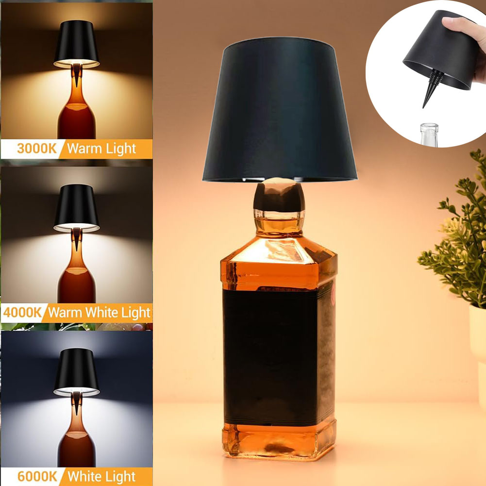 Colour Changing Bulb - 新しいワインボトルLEDランプ、卓上装飾ランプ、3色タッチテーブルランプ、バーワインボトル装飾デスクライト