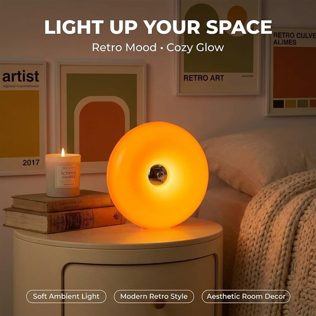 クリエイティブなオレンジドーナツ型雰囲気ランプ、充電式オレン - Colour Changing Bulb のレビューと価格