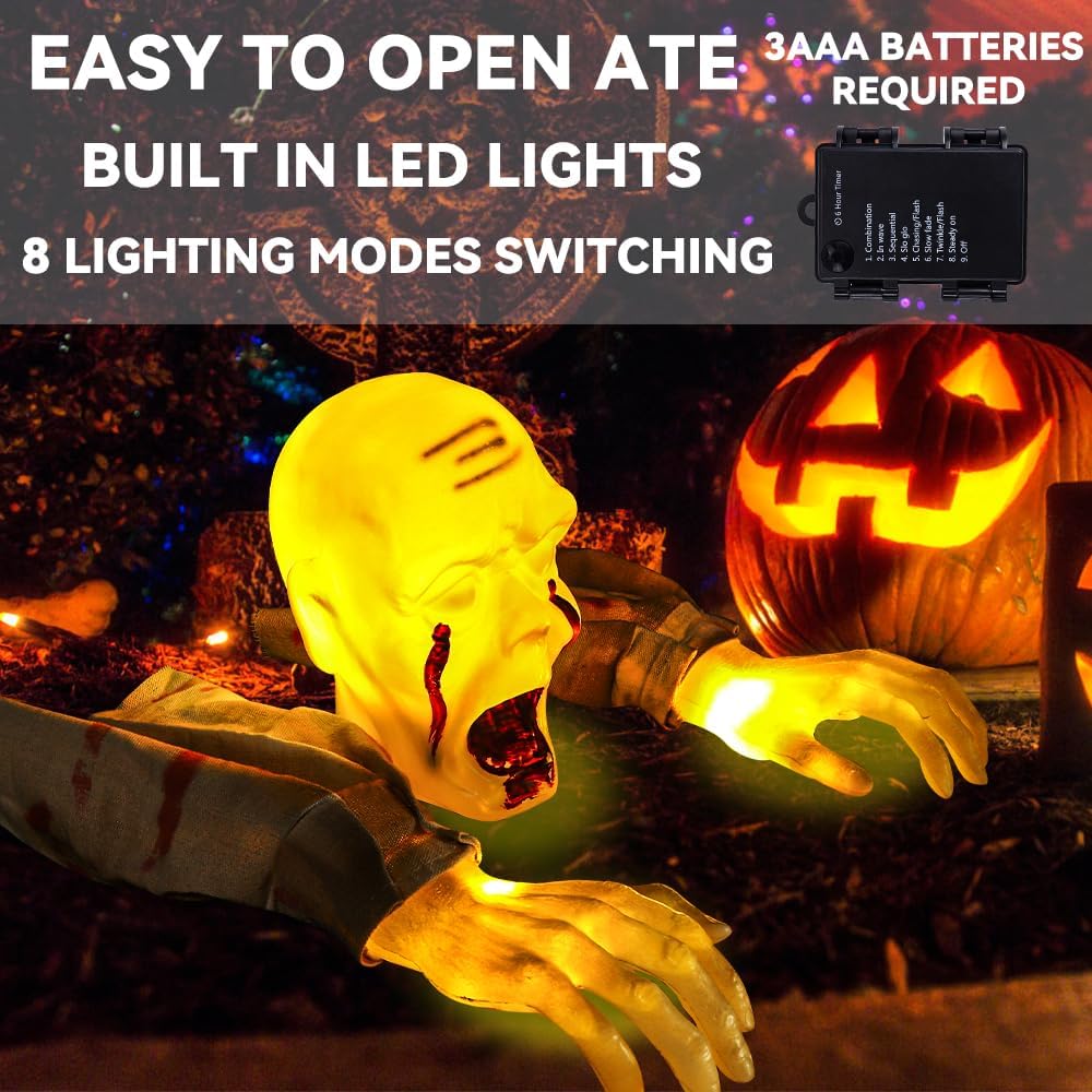 リアルなゾンビ像ハロウィン照明装飾怖い顔腕スケルトン墓地お化 - Lighting Decor For House のレビューと価格