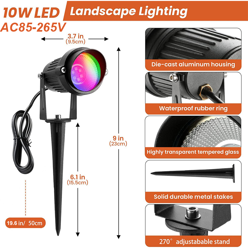 Rgbw景観用のリモコン付きLEDスポットライト、防水屋外ラ - Colour Changing Bulb のレビューと価格
