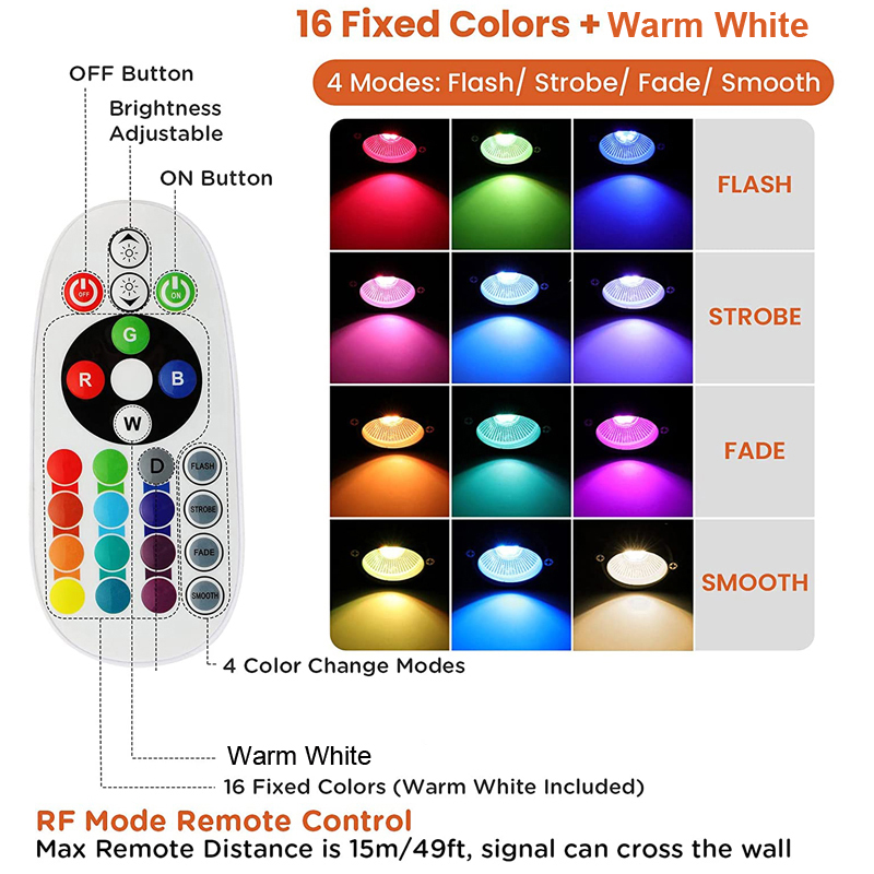 Rgbw景観用のリモコン付きLEDスポットライト、防水屋外ラ - Colour Changing Bulb のレビューと価格