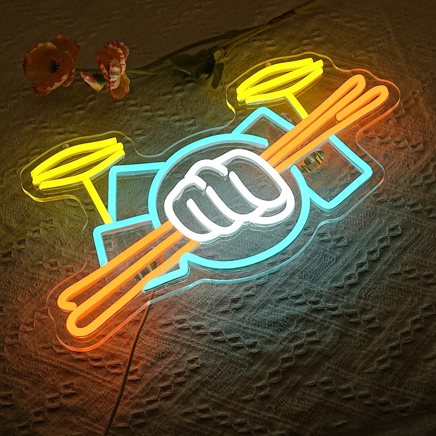 ドラムセットネオンサインUSB電源式楽器LEDネオンライト、 - Wall Decor Lighting のレビューと価格