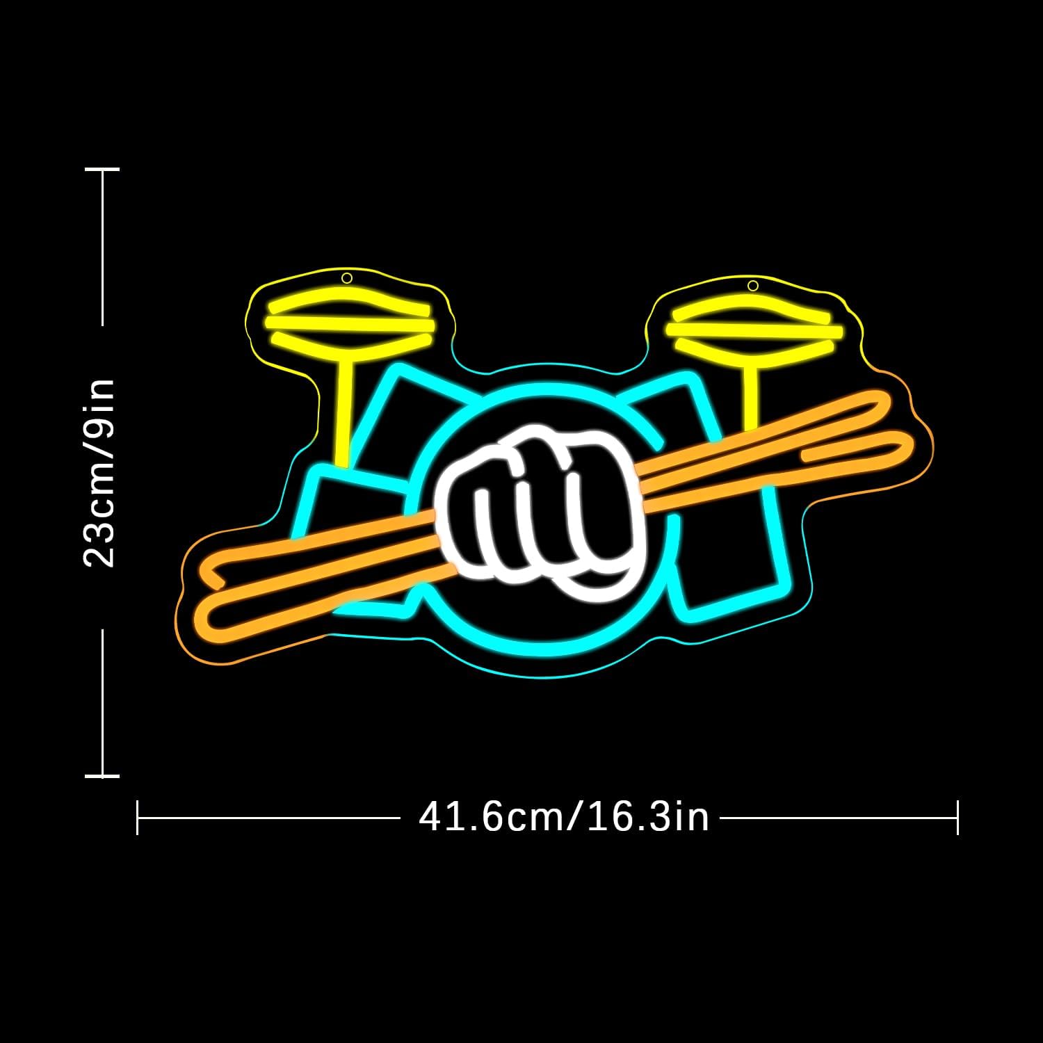 ドラムセットネオンサインUSB電源式楽器LEDネオンライト、 - Wall Decor Lighting のレビューと価格