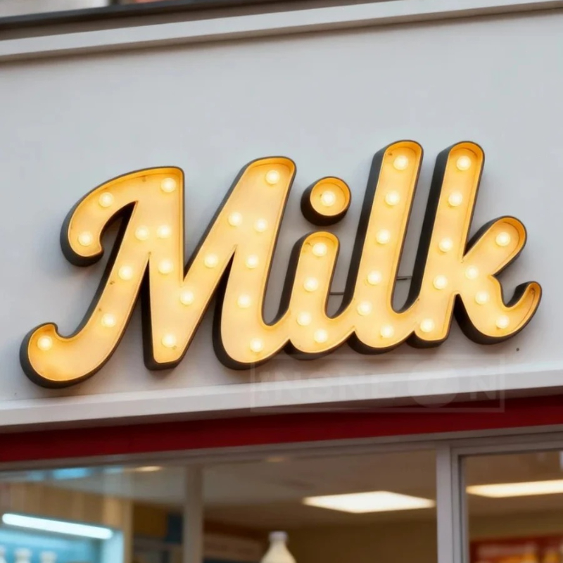 カスタムメタル電球文字マーキーサイン、カスタムビジネス照明付 - Light Up Letters Marquee のレビューと価格