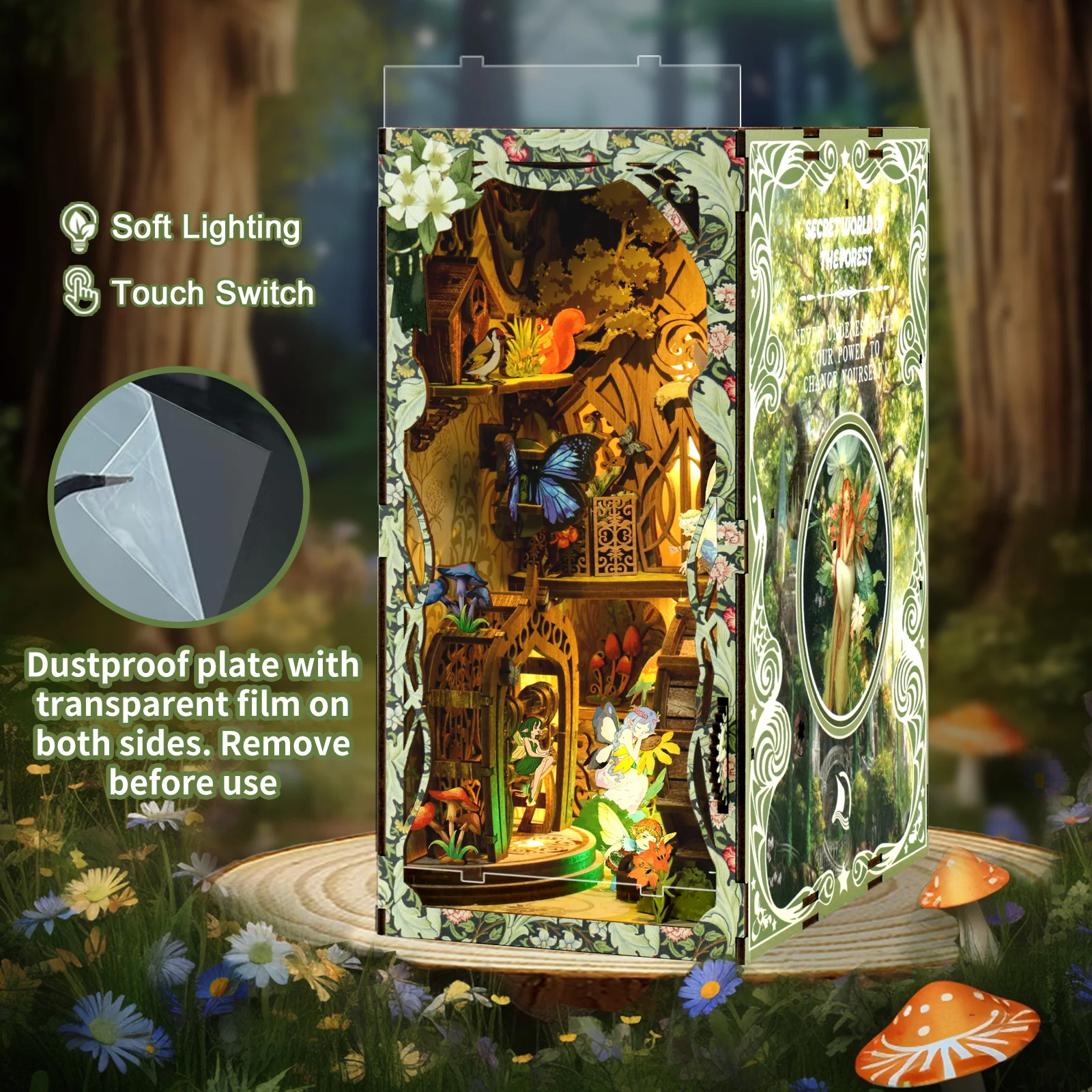 クールなDIYブックヌックミニチュアハウスキット 魔法の森木 - Lighting Decor For House のレビューと価格