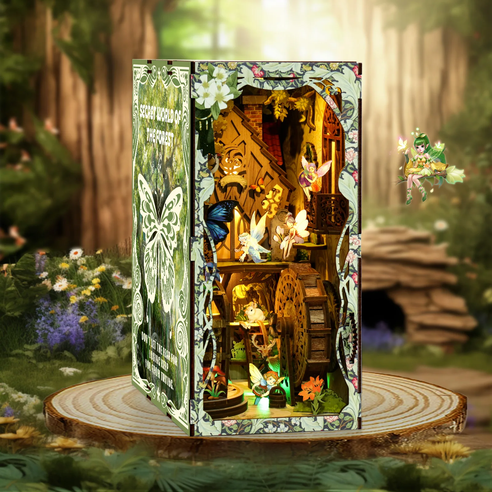 クールなDIYブックヌックミニチュアハウスキット 魔法の森木 - Lighting Decor For House のレビューと価格