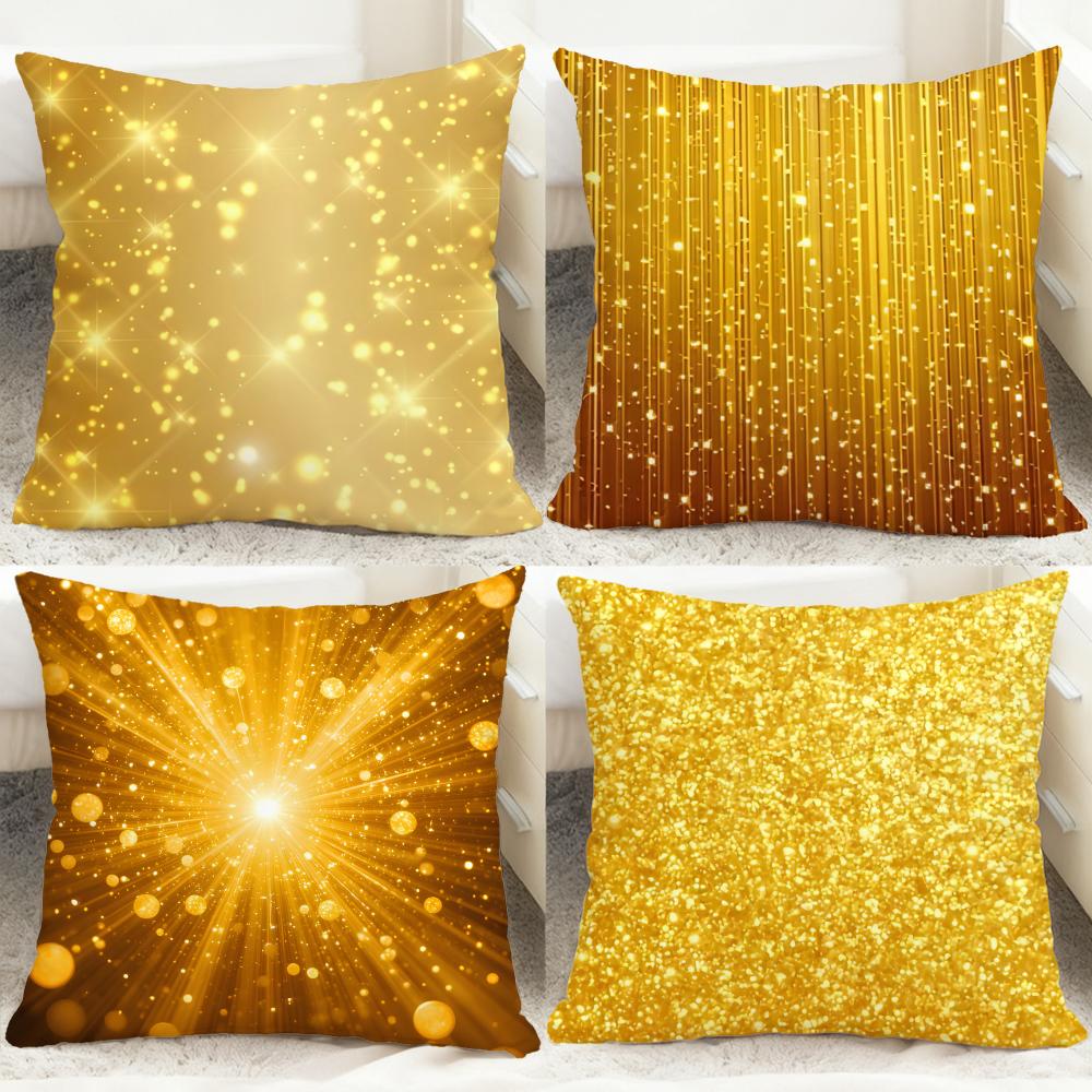 金色の細かい光点模様のクッションカバー 快適なリバーシブル枕 - Lighting Decor And Beyond のレビューと価格