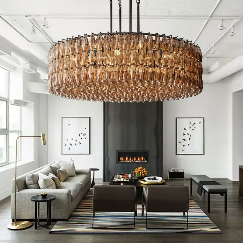 美しい家の装飾にこの素晴らしい琥珀色のガラスシャンデリアを手 - Lighting Decor Wow のレビューと価格