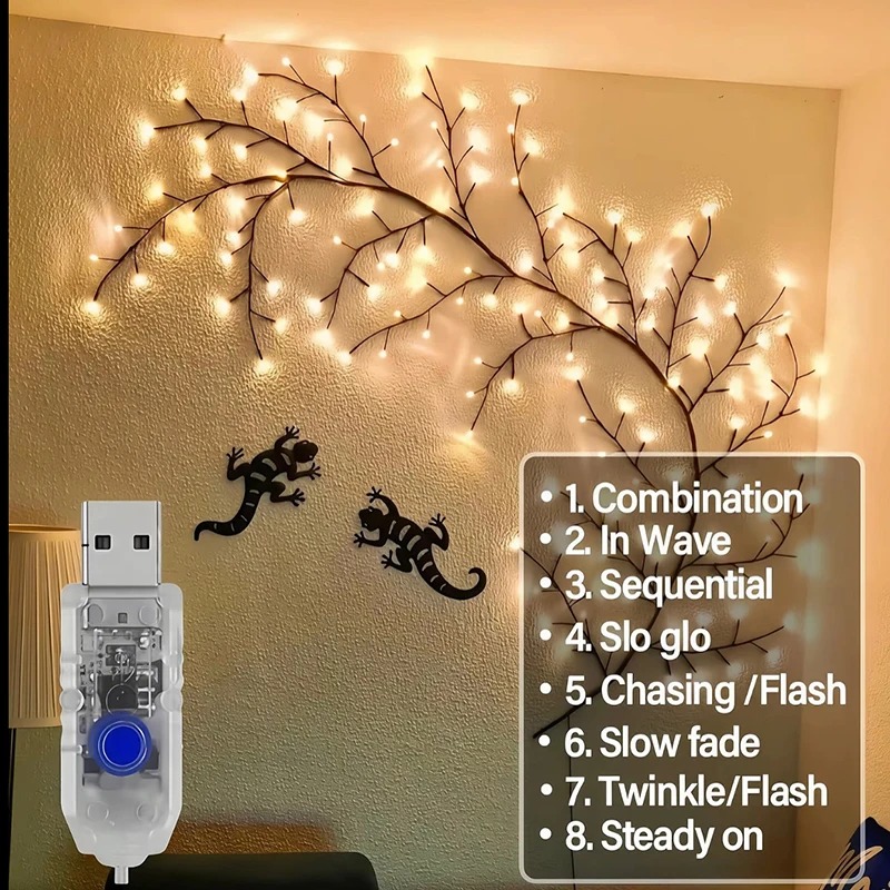 DIYメープルリーフローズペンダントUSB電源式、家庭の壁の - Wall Decor Lighting のレビューと価格