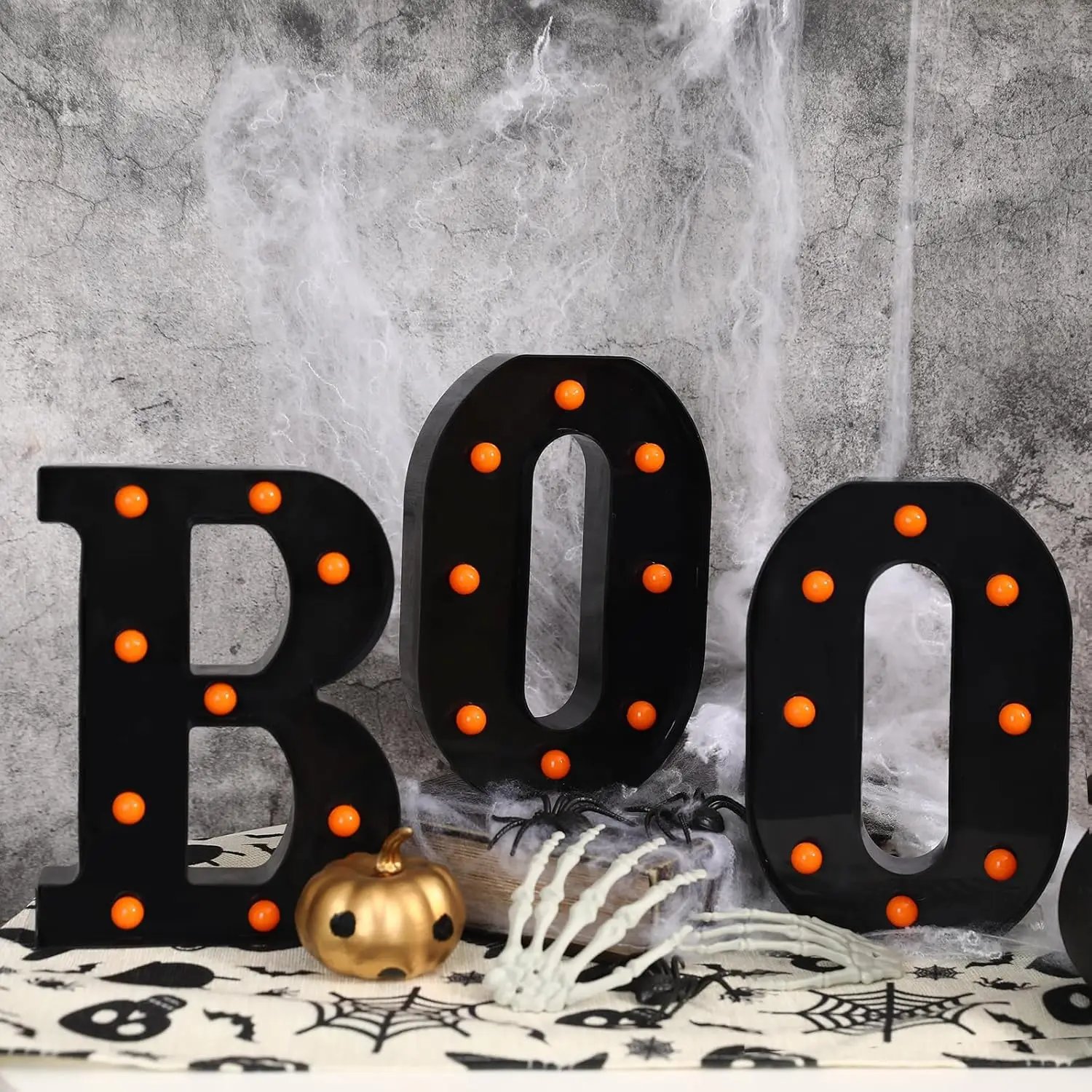 ハロウィン装飾 室内用-3つのLED電光掲示板ライトアップレ - Light Up Letters Marquee のレビューと価格