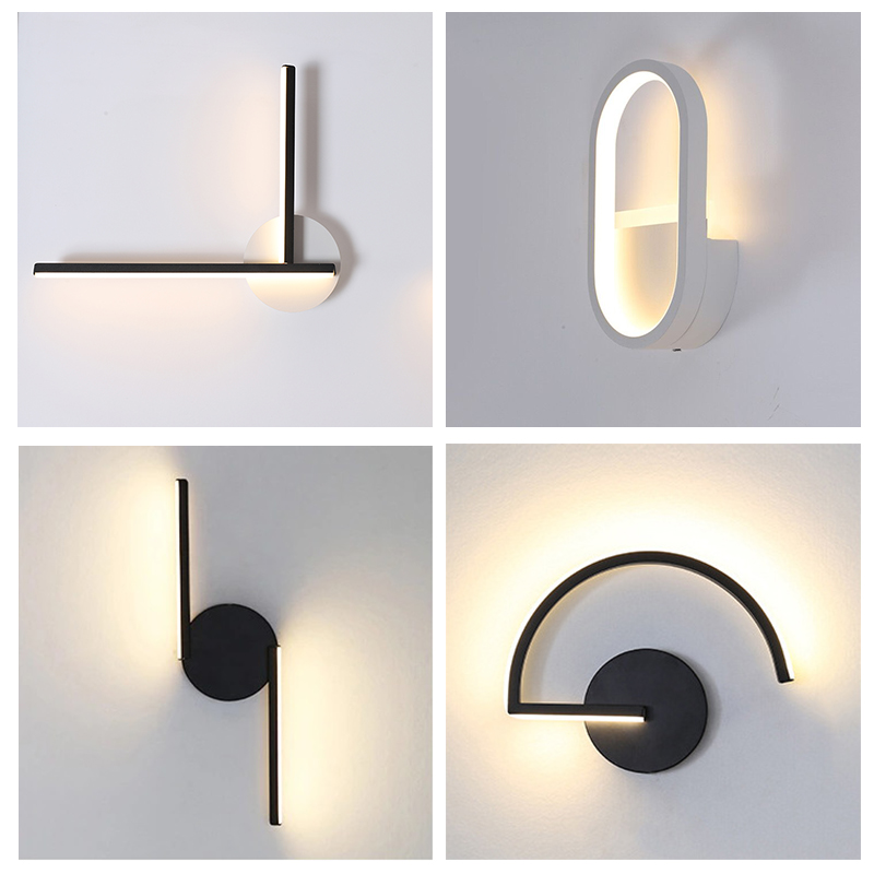 モダンな北欧LEDウォールランプ、ミニマリストブラック幾何学 - Wall Decor Lighting のレビューと価格