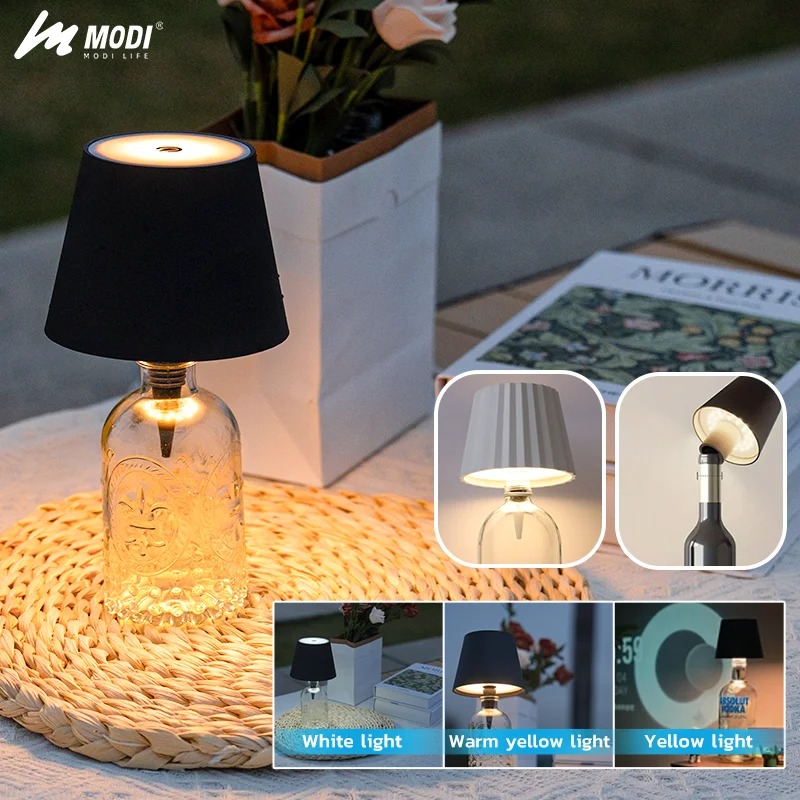 ワイヤレスタッチコントロールボトルテーブルランプ、3色&無段 - Colour Changing Bulb のレビューと価格