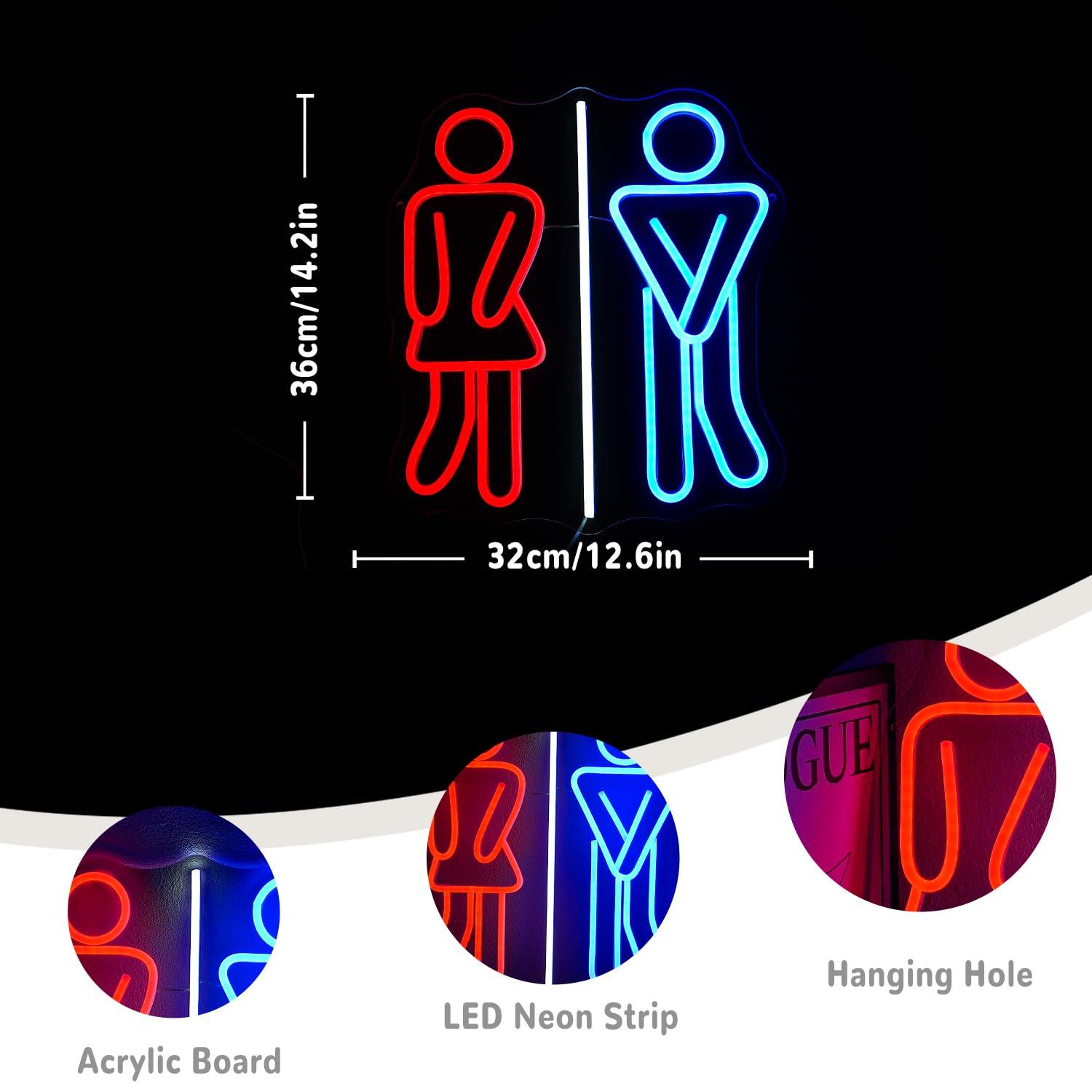 トイレのネオンサイン、トイレ、USB調光可能なLEDライト、 - Wall Decor Lighting のレビューと価格