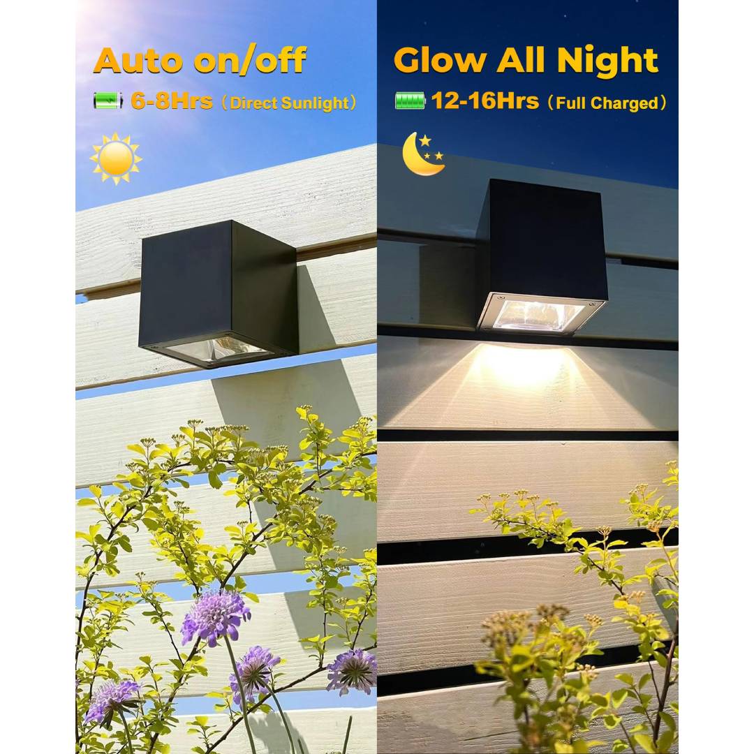 屋外ソーラーウォールライト、正方形モダンソーラーウォールスコ - Lighting Decor For House のレビューと価格