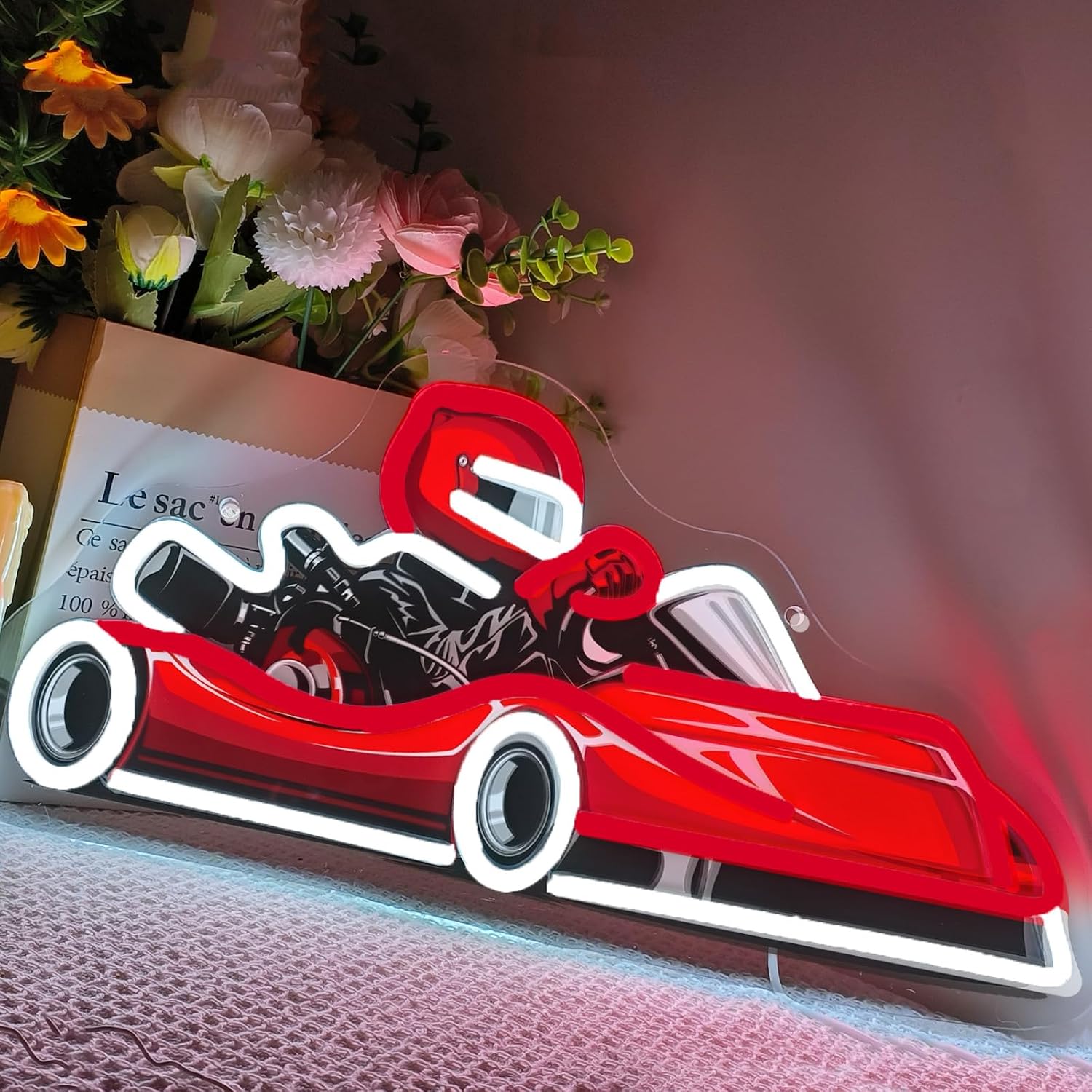 ゴーカートレーサーLEDネオンサインUSBウォールライト、ゲ - Decor Kart Lighting のレビューと価格