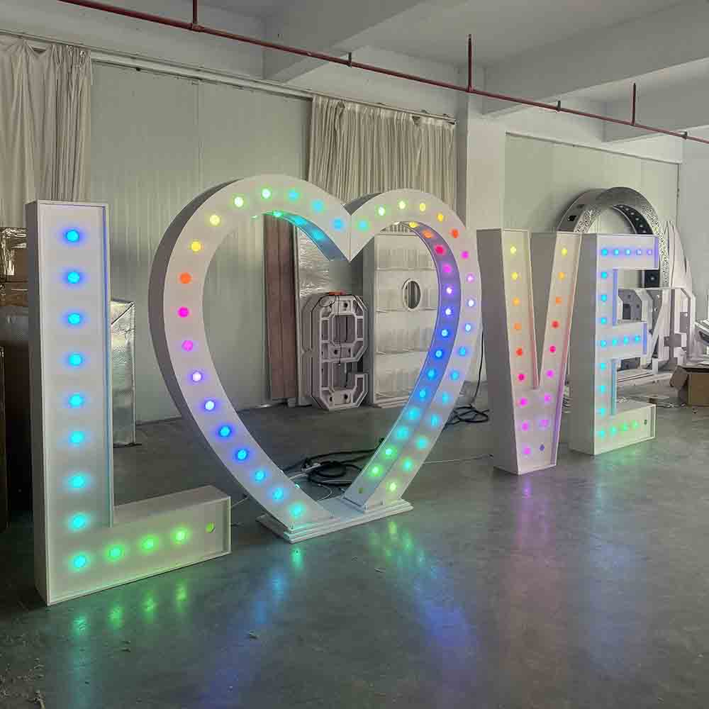 カスタムサイズロゴ大型巨大ライトアップレターRGBウェディン - Light Up Letters Marquee のレビューと価格