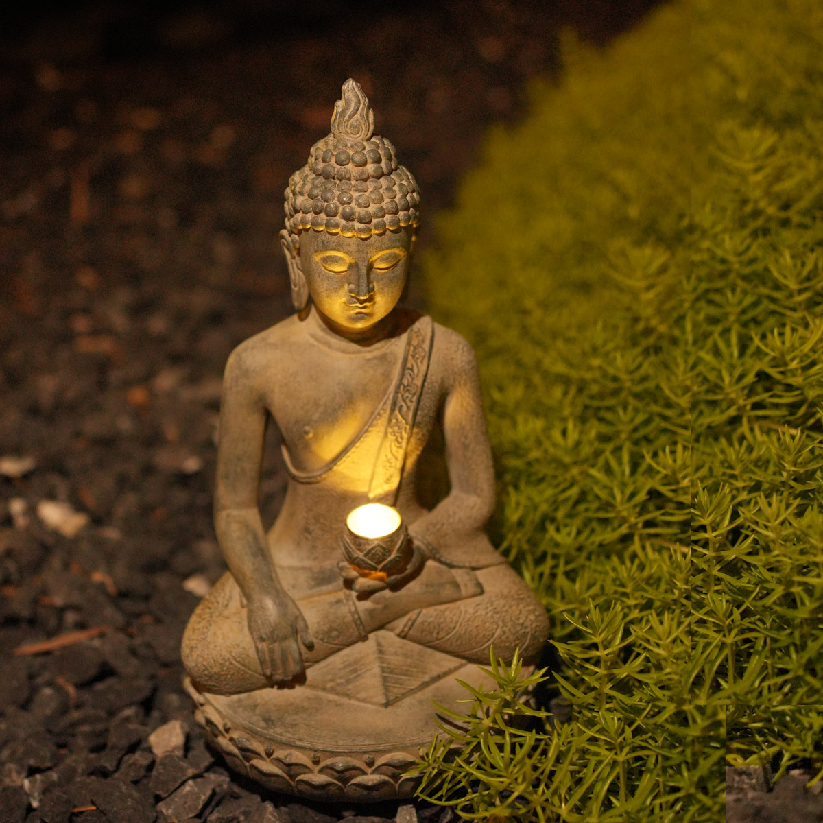 1PC 禅にインスパイアされた太陽光発電仏像 ライト付き - - Decor Lighting India のレビューと価格