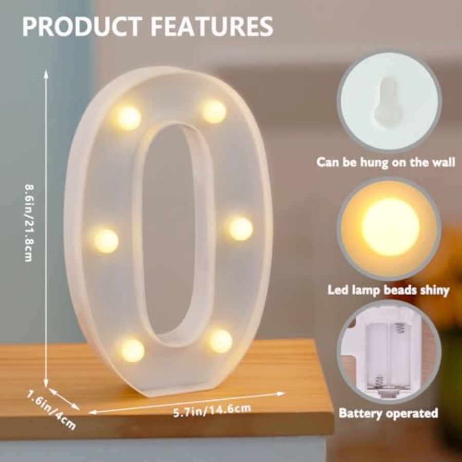 LEDマーキーナンバー、0-9のライトアップ文字、バッテリー - Light Up Letters Marquee のレビューと価格