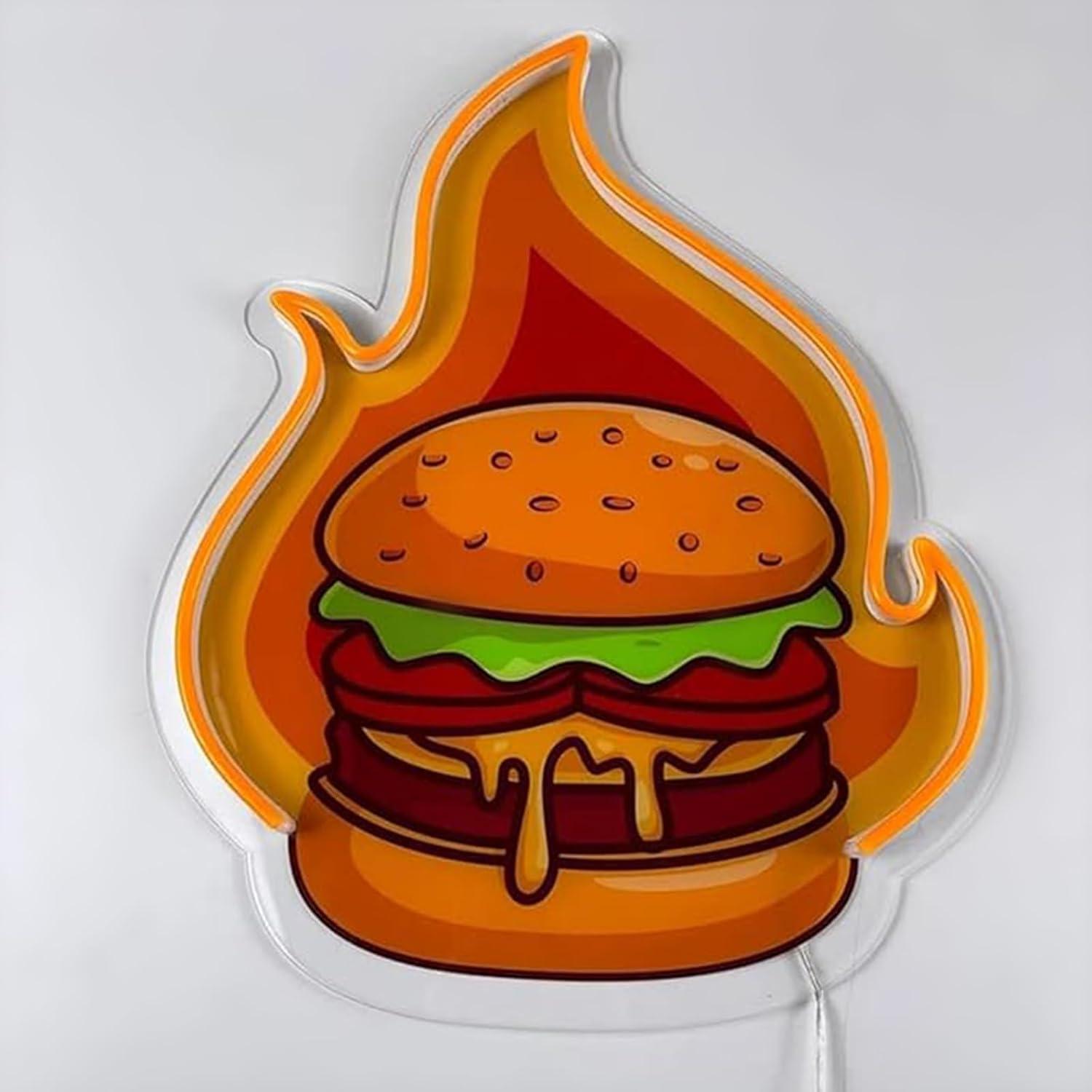 バーガーネオンサインLEDハンバーガーウォールライト、レスト - Wall Decor Lighting のレビューと価格
