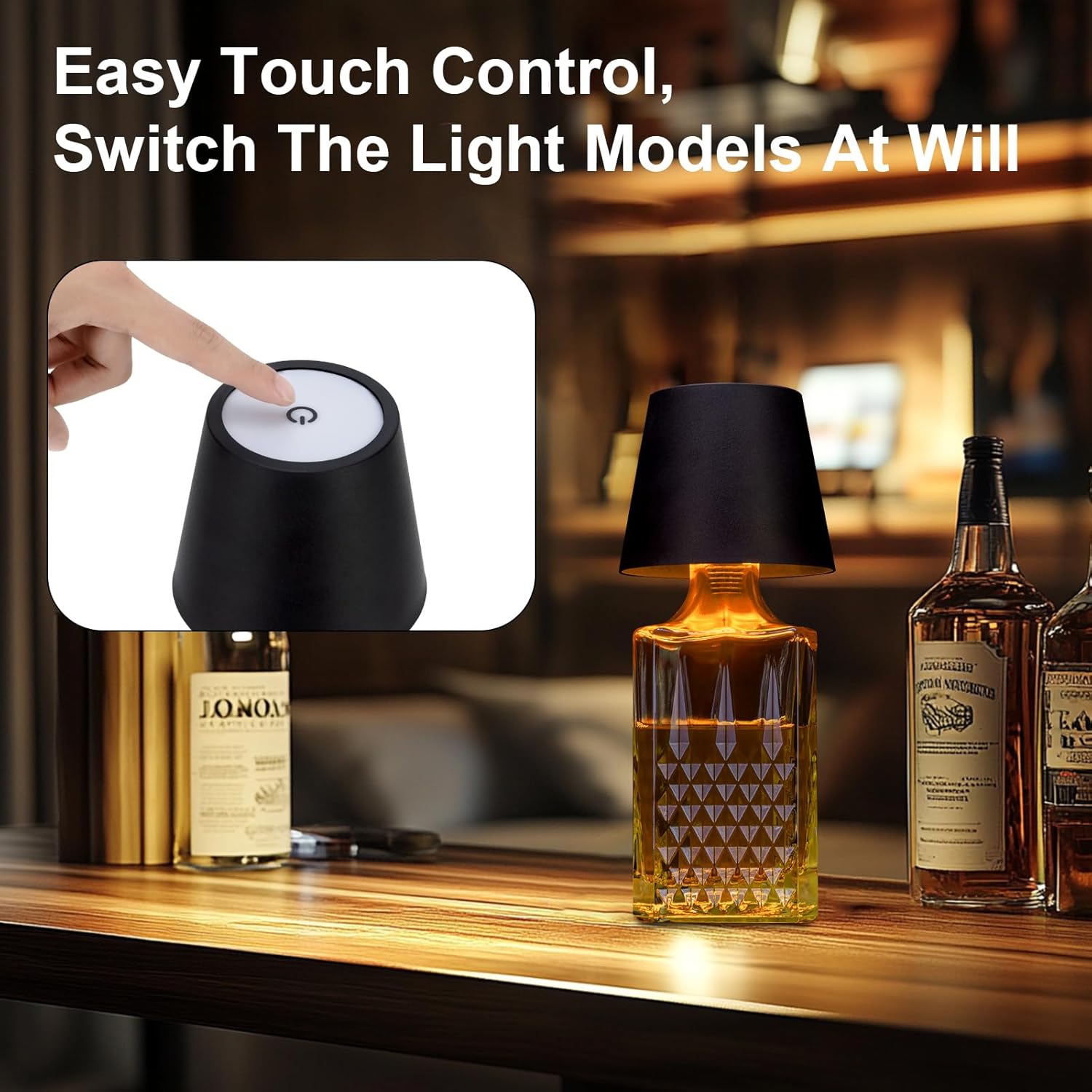 新しいワインボトルLEDランプ、卓上装飾ランプ、3色タッチテ - Colour Changing Bulb のレビューと価格